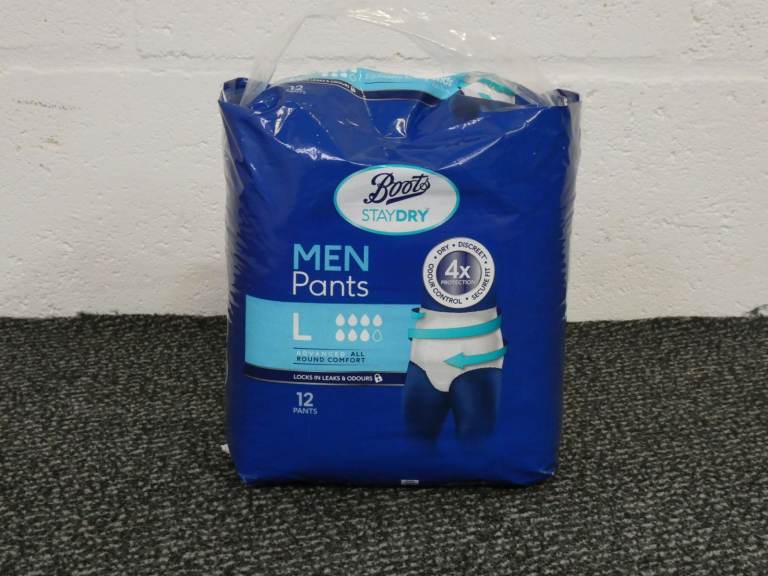 Incontinence Pants - Boots Staydry Men Pants L - 12 Pack