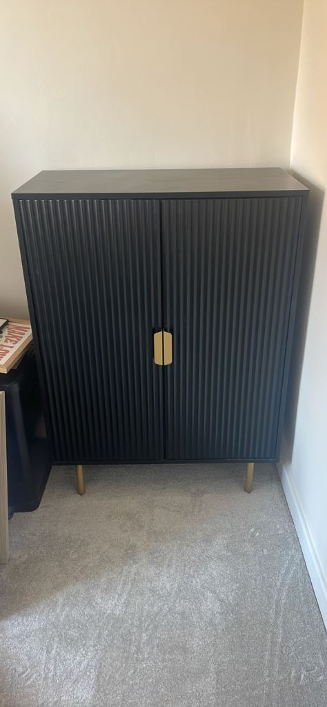 Black Wooden Cabinet with Gold Handles – Good Condition