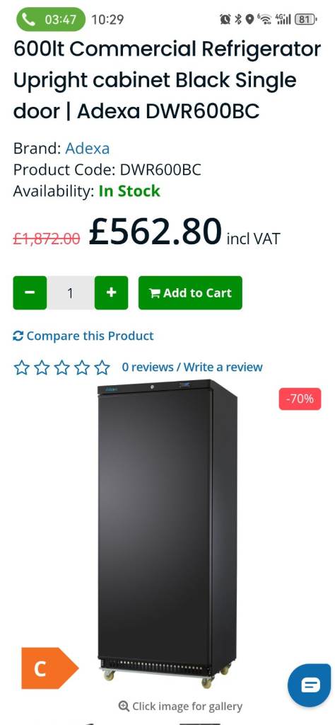 image for Commercial Refrigerator Upright cabinet Black 