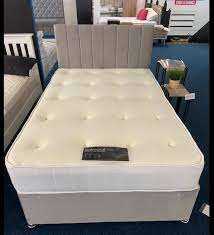SMALL DOUBLE FABRIC DIVAN BED WITH MATTRESS - BRAND NEW - FREE DELIVERY