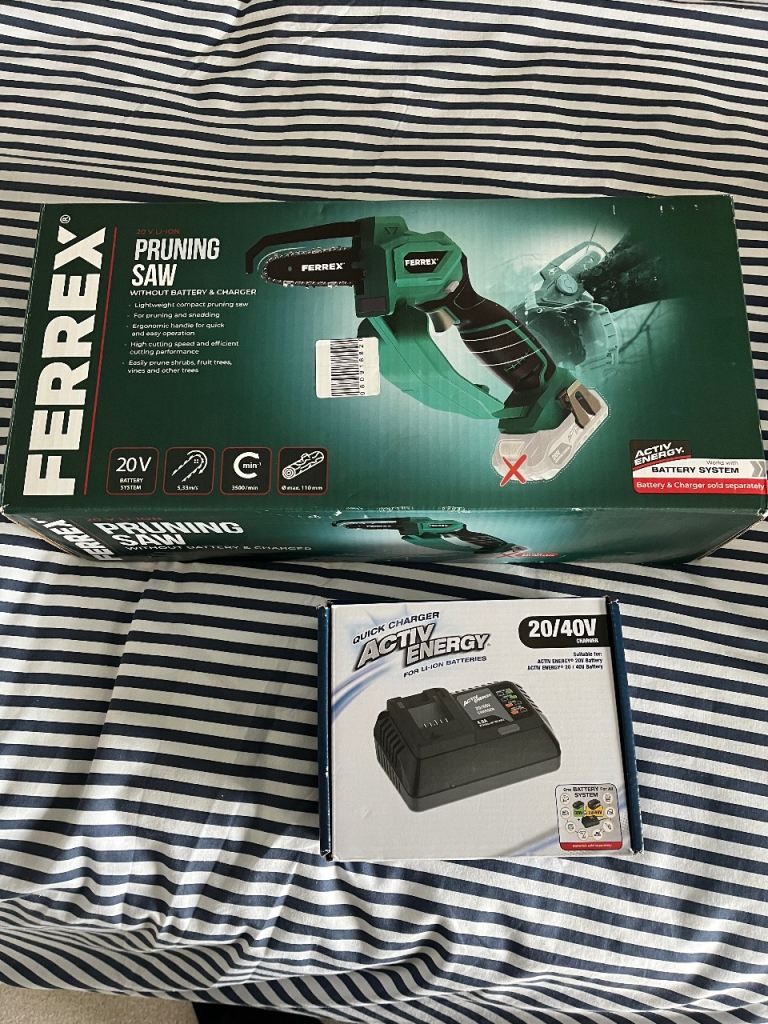 Ferrex Pruning Saw 20V Li-ion with Activ Energy Quick Charger – NEW