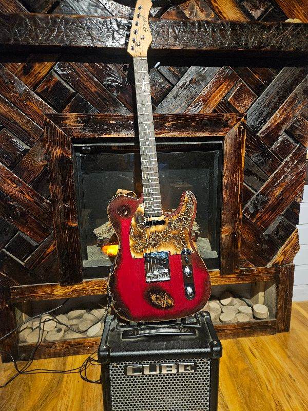 Unique stagg Custom Red Electric Guitar with 'Relic' Finish