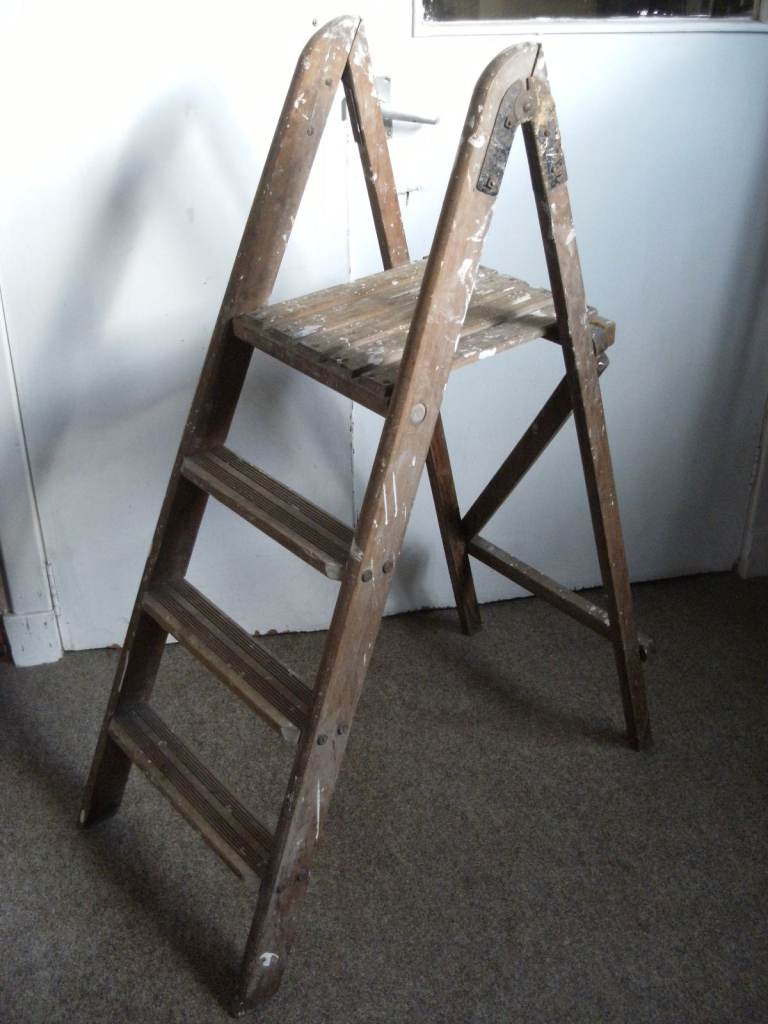 Shabby chic retro vintage wooden step ladder, £50 ono