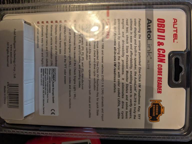 Autel AutoLink AL319 OBDII & CAN Code Reader 
