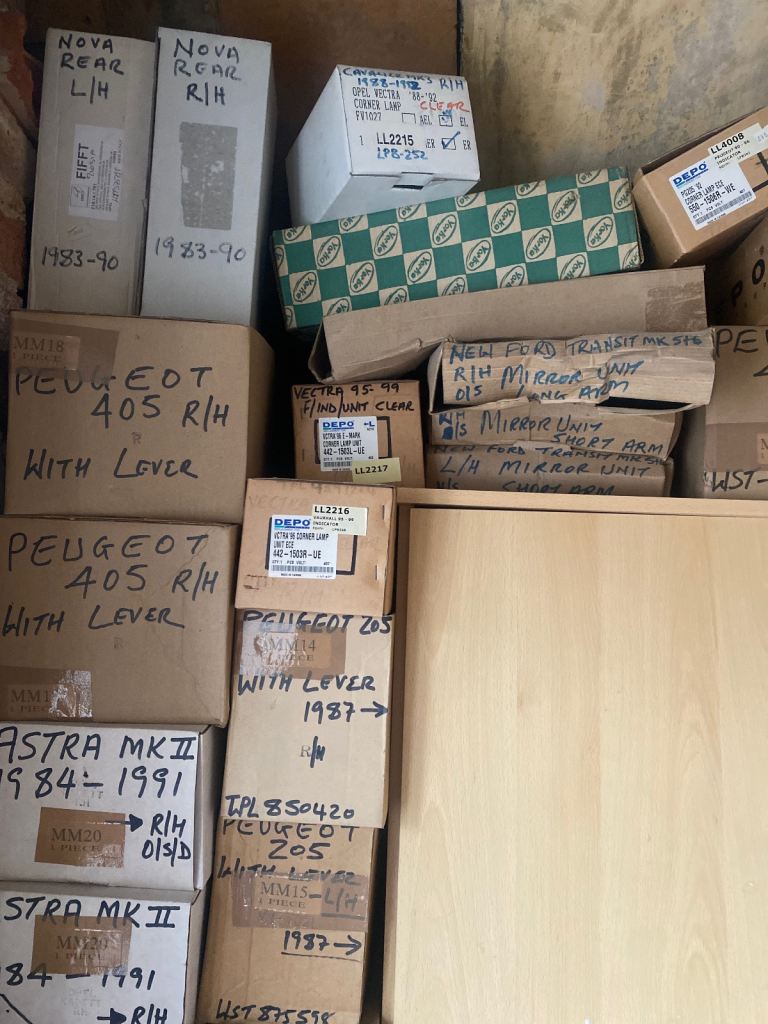 A select of parts for different cars