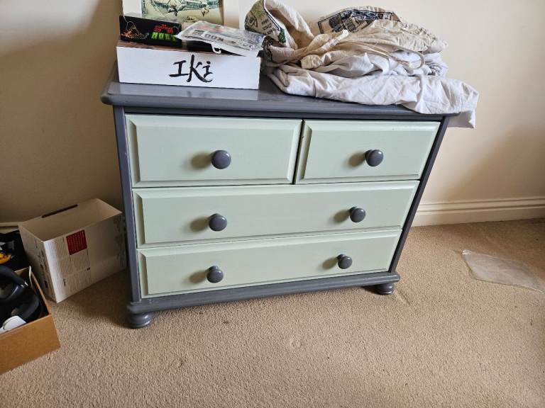 Grey and Green Chest of Drawers - Good Condition