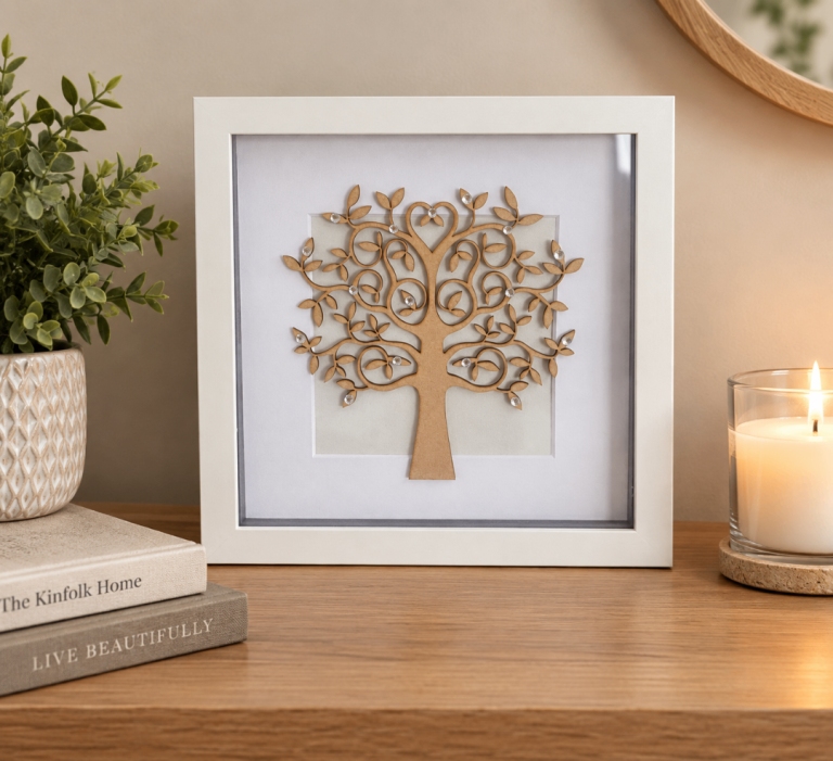 Beautiful Tree of Life Framed Wall Art with Crystal Accents