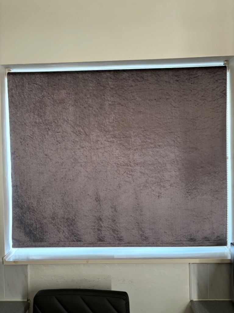 image for X2 grey crushed velvet roller blinds 