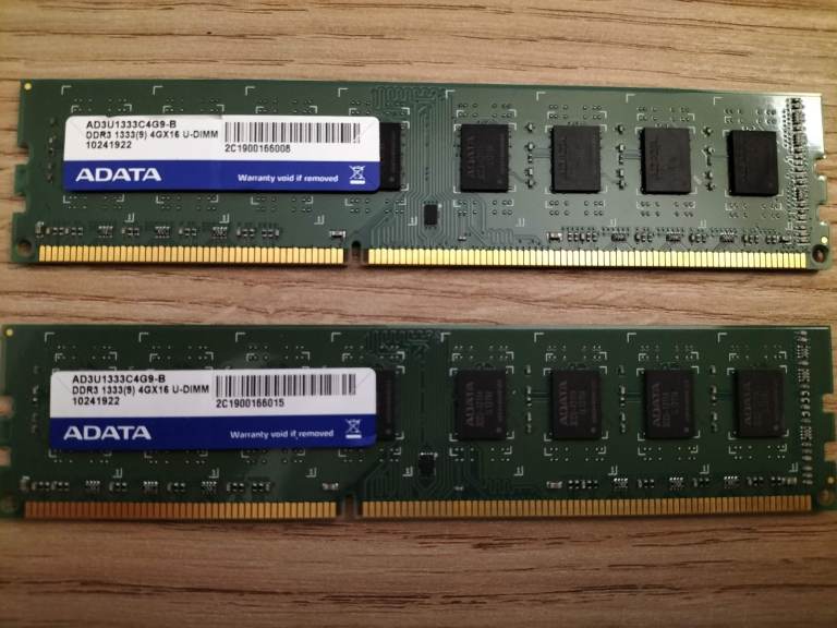 8GB (2x4GB) DDR3 1333MHz ADATA 240 PIN DIMM RAM