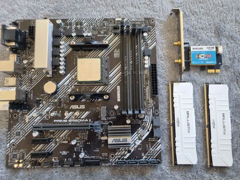 AMD Ryzen 7 2700X CPU, Asus Prime B450m-A and 16GB Crucial Ballistix Ram bundle