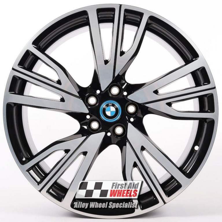 R634DCB Swap BMW I8 4x 20'' GENUINE 470 GLOSS BLACK DIAMOND CUT ALLOY WHEELS