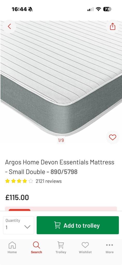 Brand new Argos small double mattress with tags 