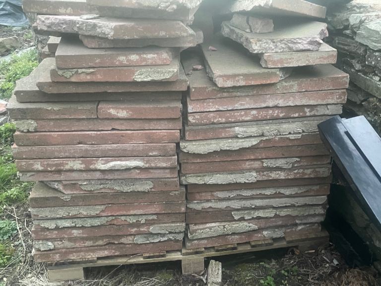 Crazy paving or used pink slabs 