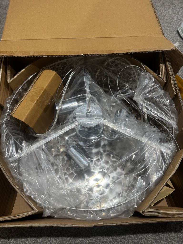 B&Q Chrome & Crystal Effect Ceiling Light - New in Box