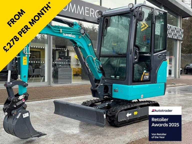  Sunward SWE 17F 1.78 Ton Mini Excavator With Full Cab, 5 LCD Screen, Heater & Leather Seat Speci...