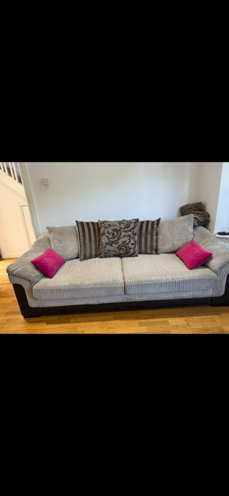 Dfs sofa with chair and stools