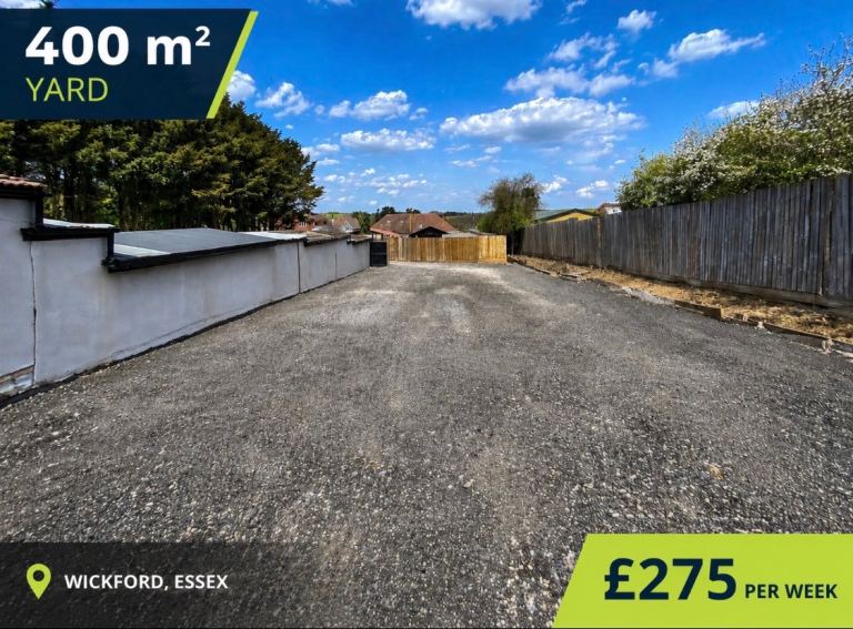 Secure Storage Yard to let – 400m² – Wickford – Private Site – £275 pw