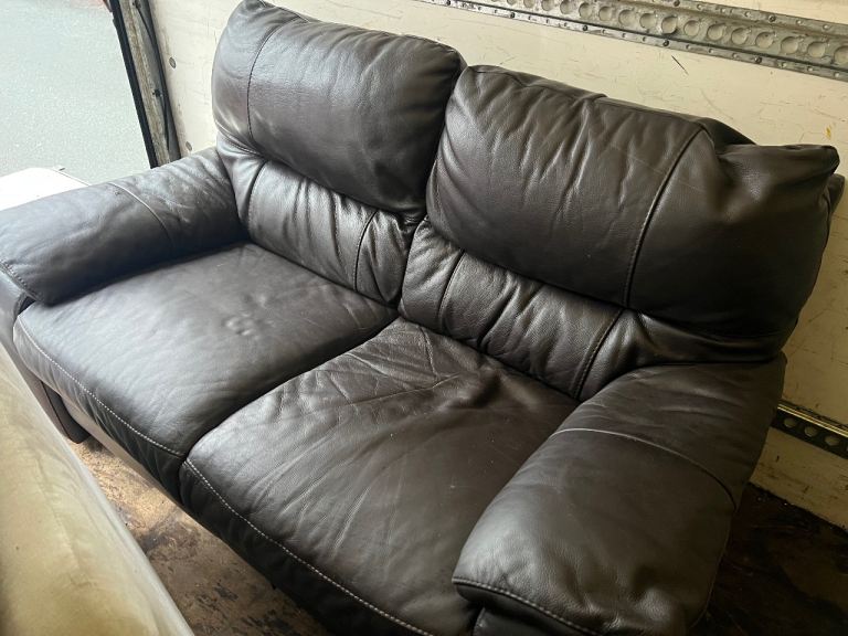Brown leather 2 seater sofa 