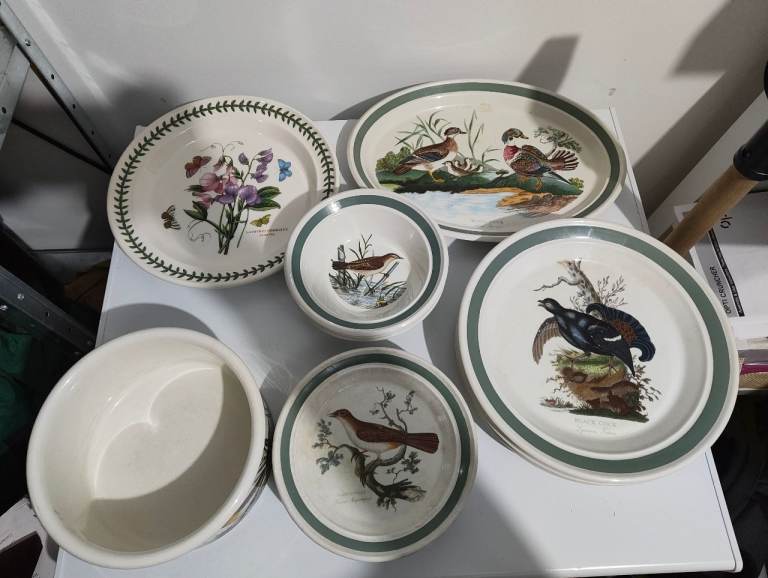 Portmeirion Birds of Britain Plates and Bowls Set – Good Condition