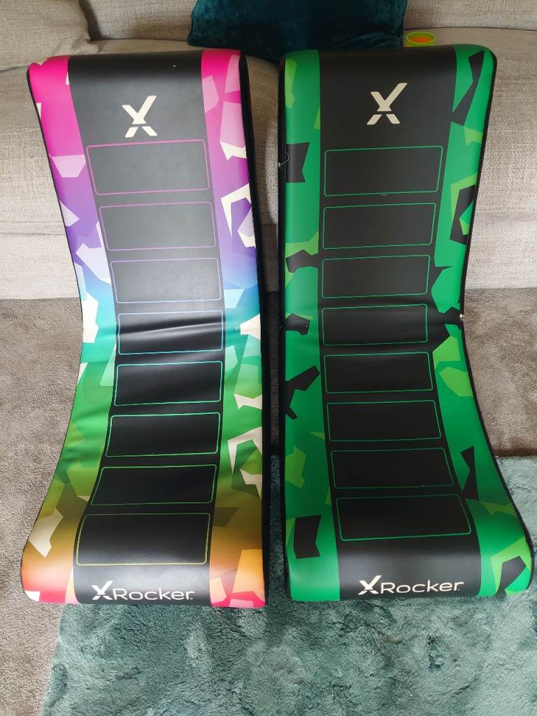 Pair of X Rocker Gaming Chairs – Multicoloured, Good Condition