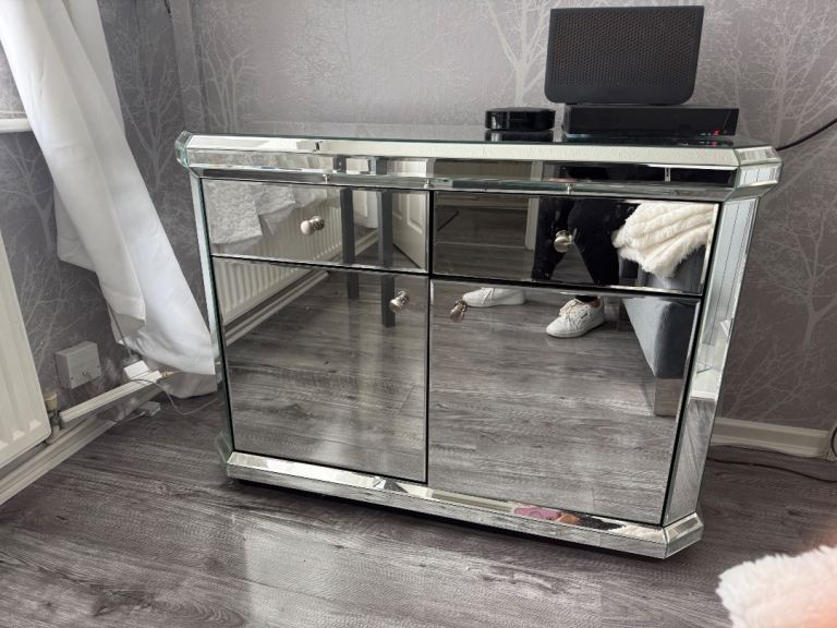 Mirrored Glass Sideboard/Cabinet with Drawers
