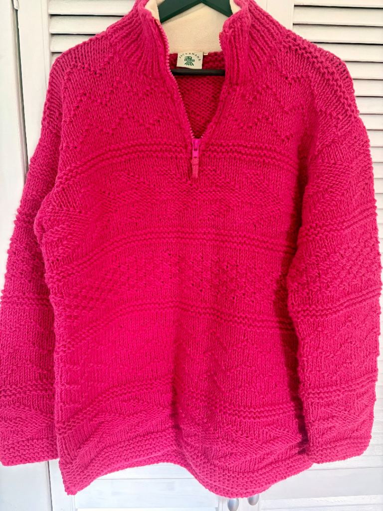 Pachamama Pink Wool Jumper with Zip Neck – As Good As New, Size M