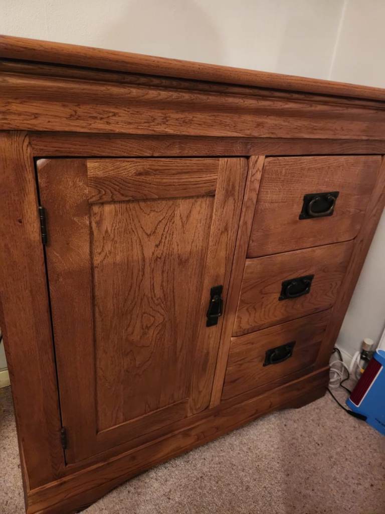 French rustic solid oak sideboard 