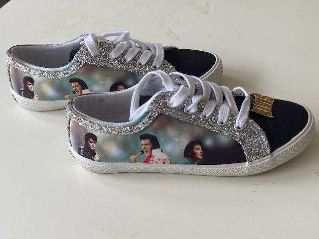 V.RARE: Elvis Ladies Glitter Canvas Shoes / Trainers *BRADFORD EXCHANGE AS NEW*