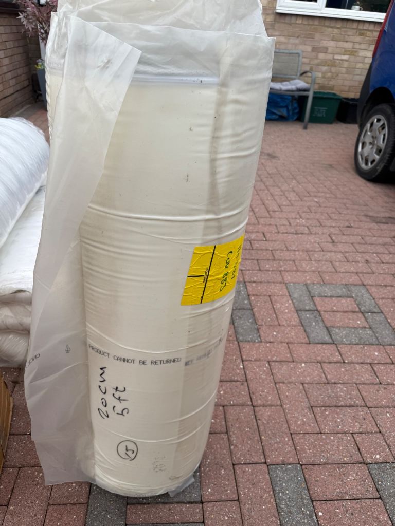 New king size Rolled Mattress 20cm Thick, 5ft Wide