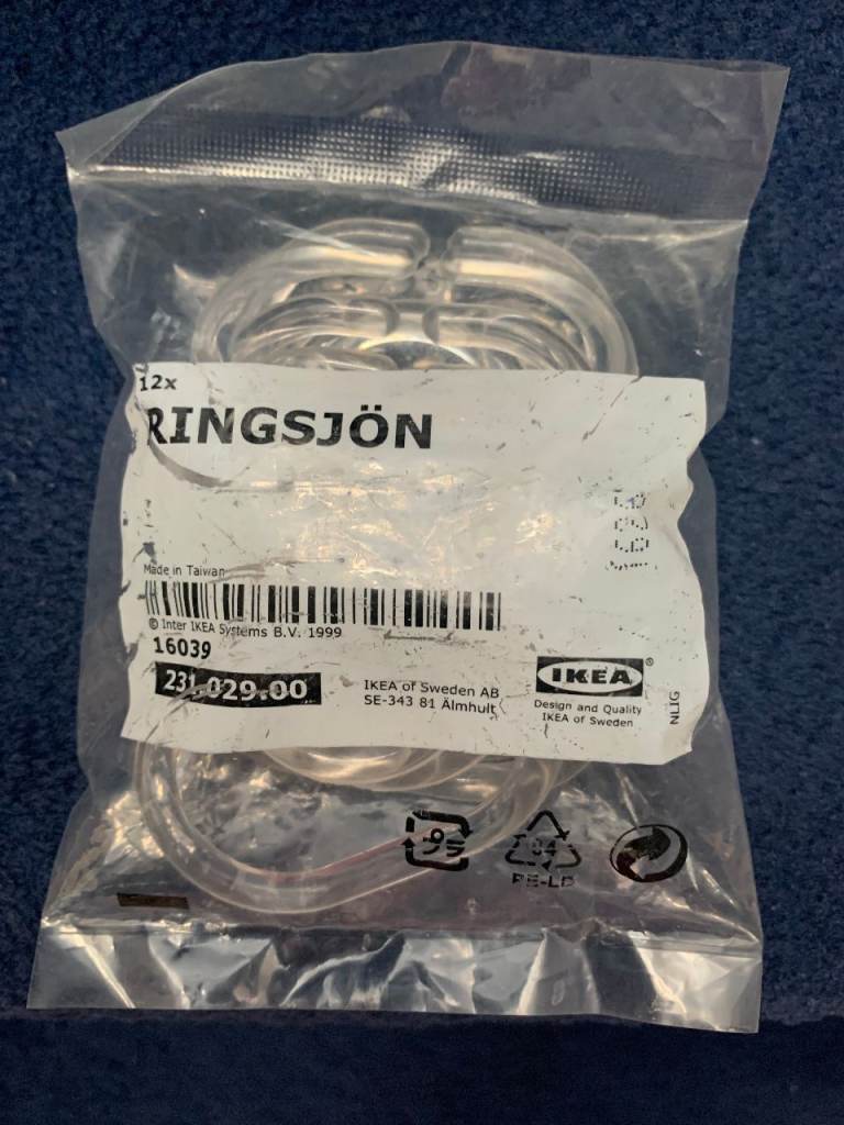 Ikea 12 RINGSJON Shower Curtain Rings