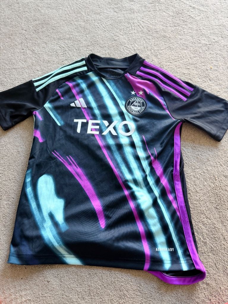 Adidas Aberdeen FC Away Shirt - Black, Size 11-12Y, As New