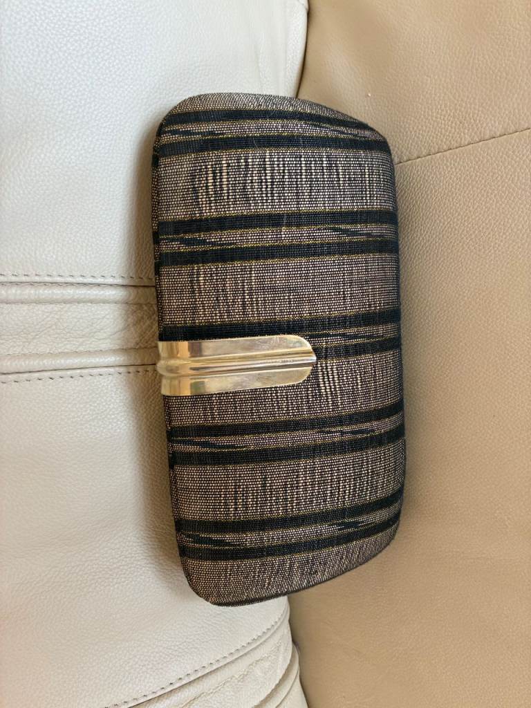 New - light brown and dark brown Stripy clutch , 23.5 x 14 cm