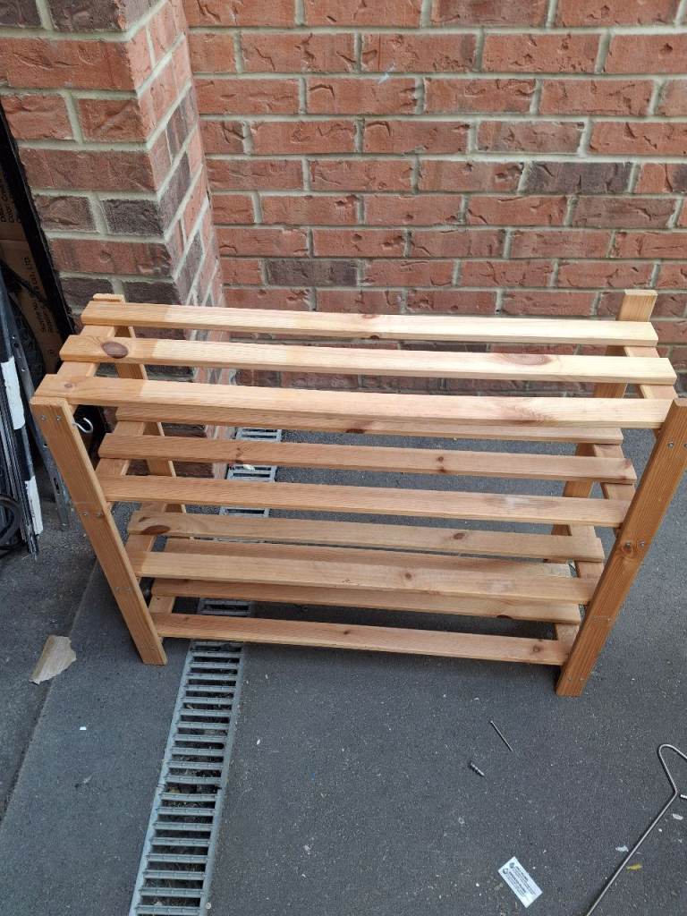  Free to collector  Wooden Slatted shelving unit- Good Condition