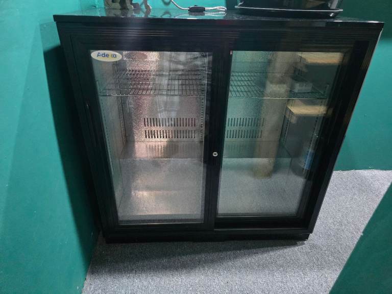 Adexa Black Mini Bar Fridge with Glass Doors – Good Condition