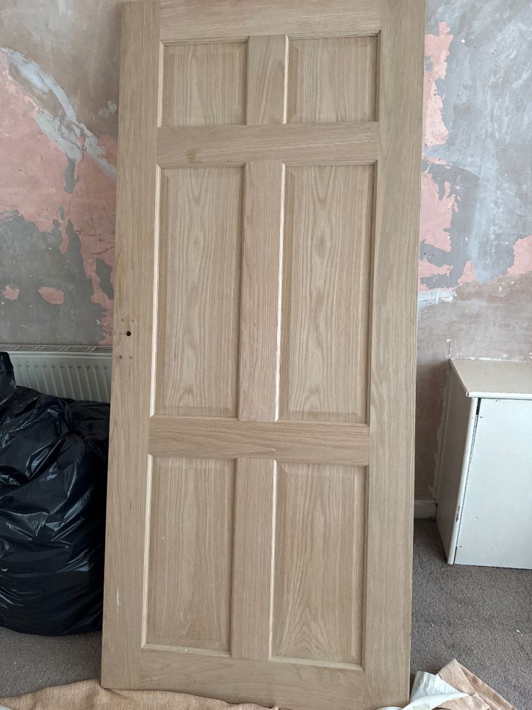 Solid Wood Panel Door – Unfinished, Good Condition
