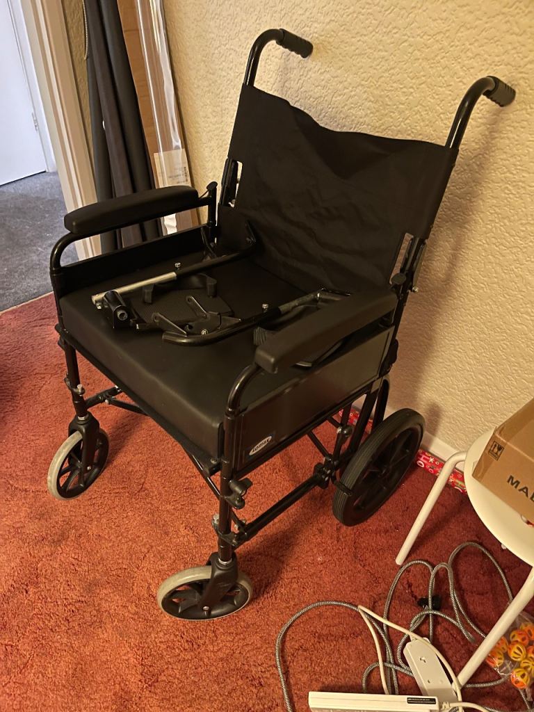 Wheel Chair Remove Side Folding With Foot Plates Used But Good Condition