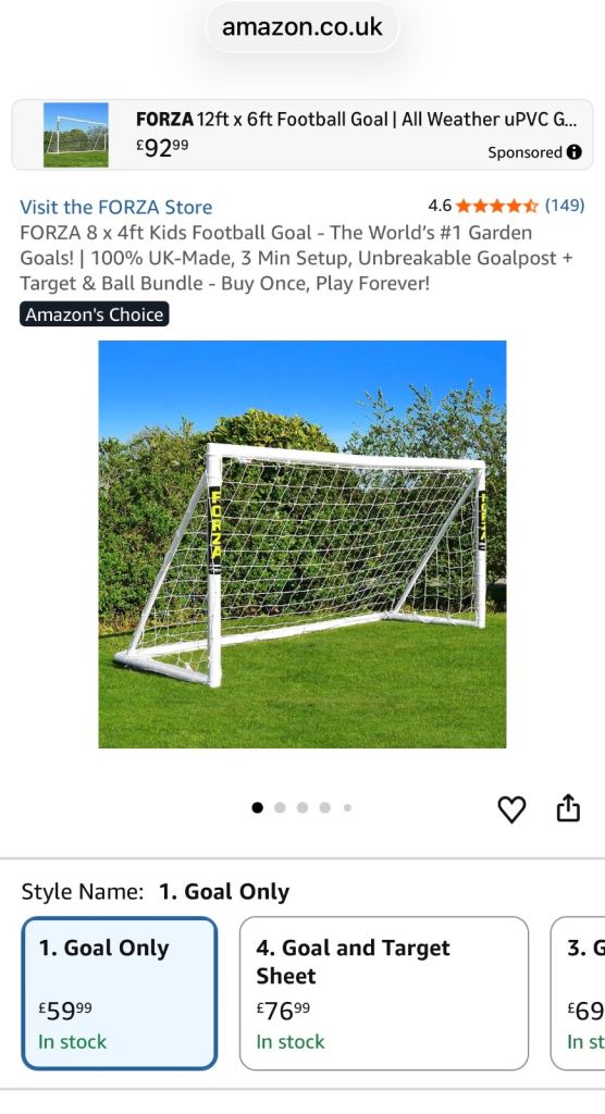 FORZA 8x 4 Football Goal  New 