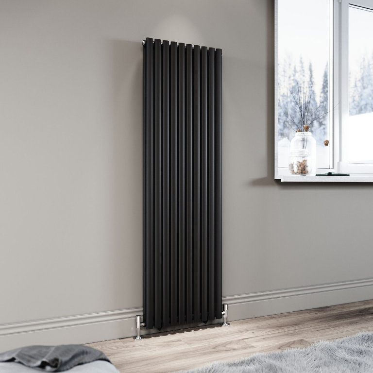 New Double Black Oval Panel Radiator 1600 x 490mm RRP £230 Our Price £185