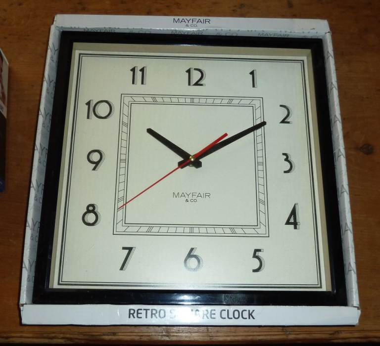 Large Retro Mayfair Wall Clock Boxed As New Size 35 X 35CM ( NO TEXTS PLEASE )
