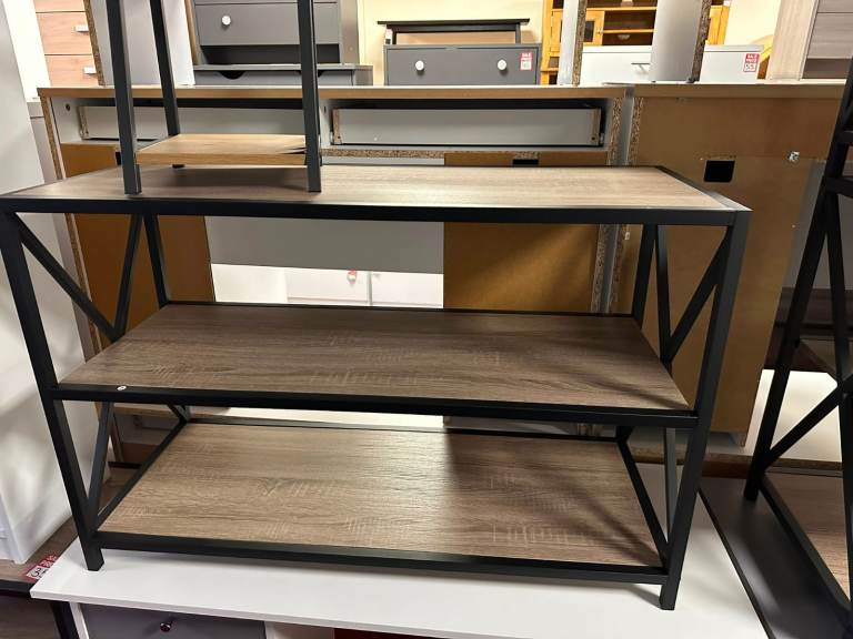 Walker Edison X-Frame Industrial Wood Bookcase – Driftwood