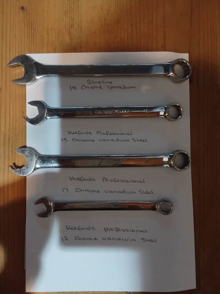 Halfords Professional Spanner Set – 12, 15, 17, 24m, Good Condition