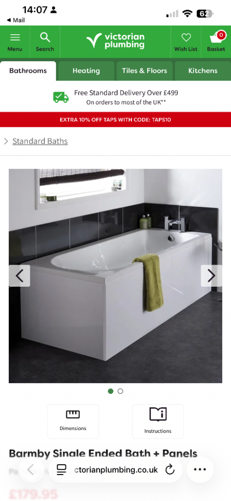 Side and end Bath panels for 1700. X 700 bath 