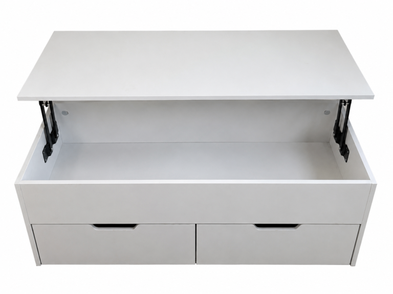 Grey Lift-Top Coffee Table with Two Storage Drawers