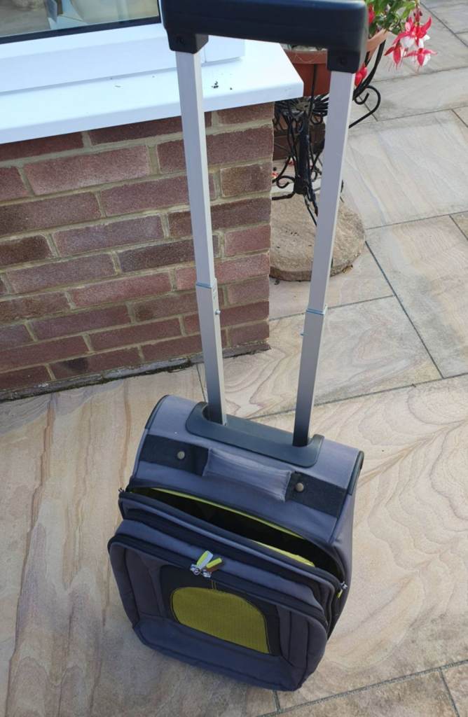 Grey and Yellow Cabin Bag with Wheels – Good Condition