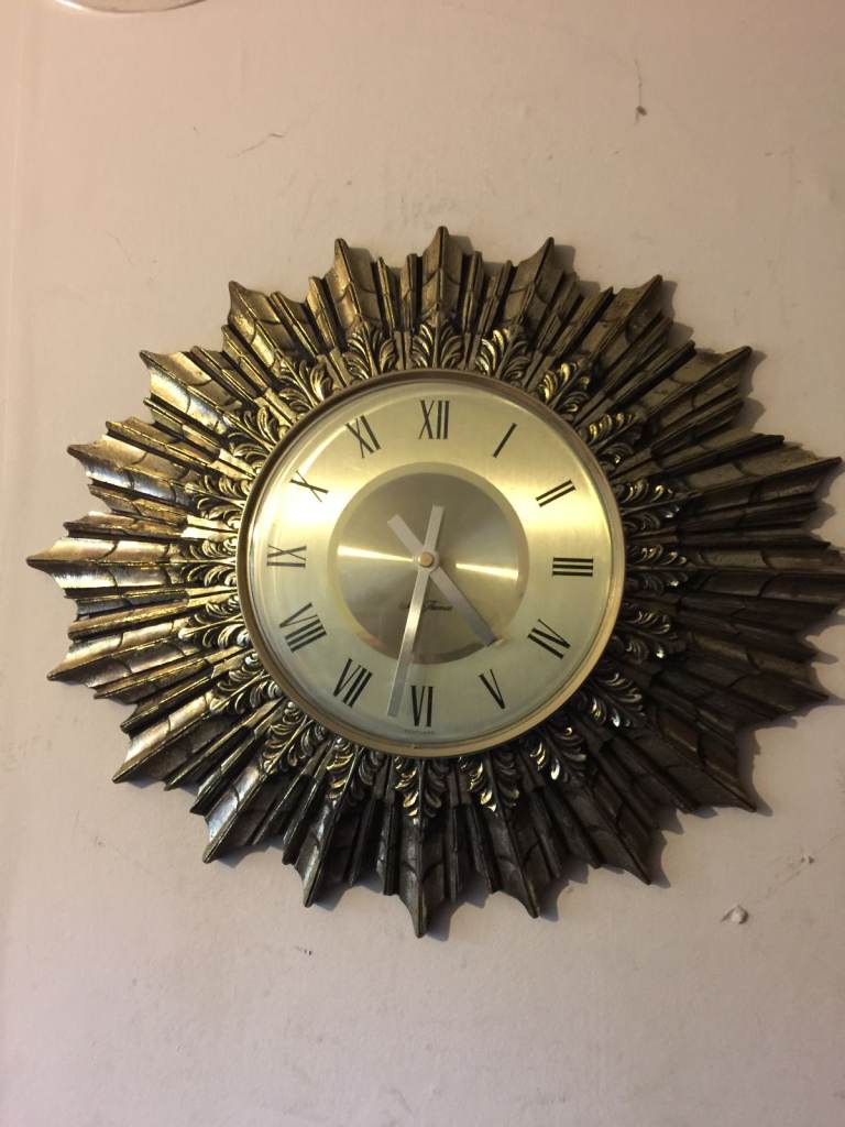 vintage 1960s seth thomas starburst wall clock 