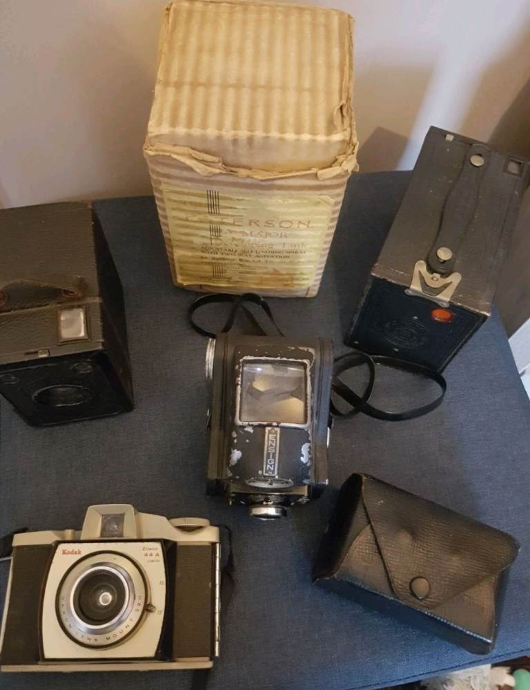 Vintage cameras and developing tank