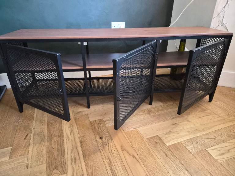 Industrial Style TV Unit / Sideboard with Mesh Doors