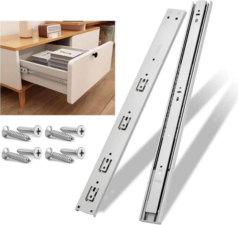 Push to Open Silver 450mm Residential Drawer Runner, 45kg Load Capacity