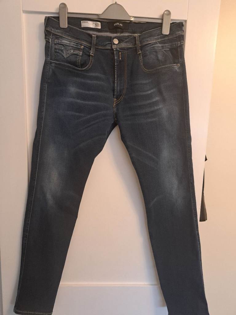 Replay hyperflex mens dark denim jeans 