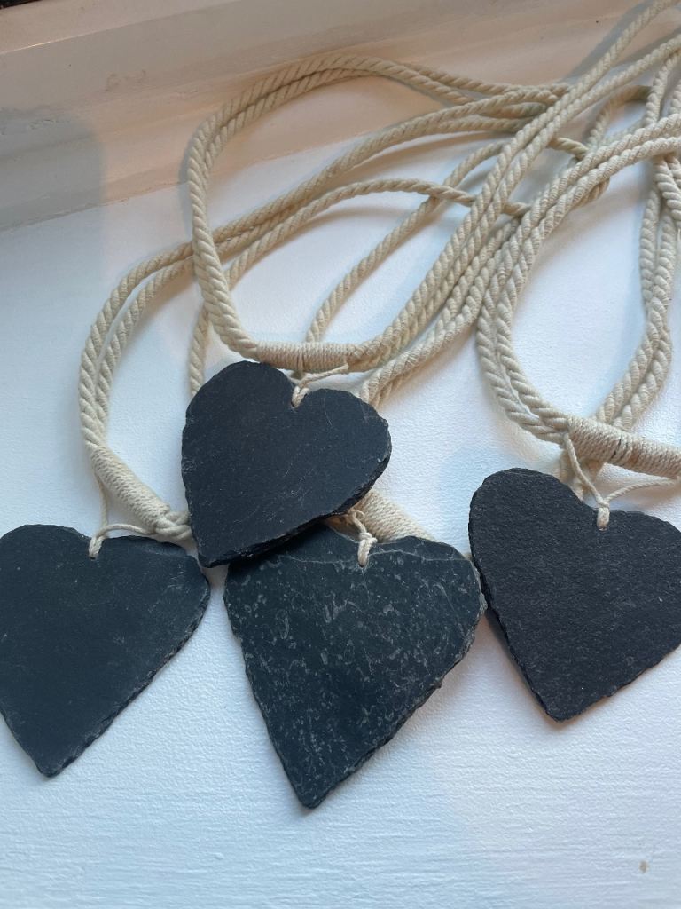 Set of 4 rope and natural slate tie backs